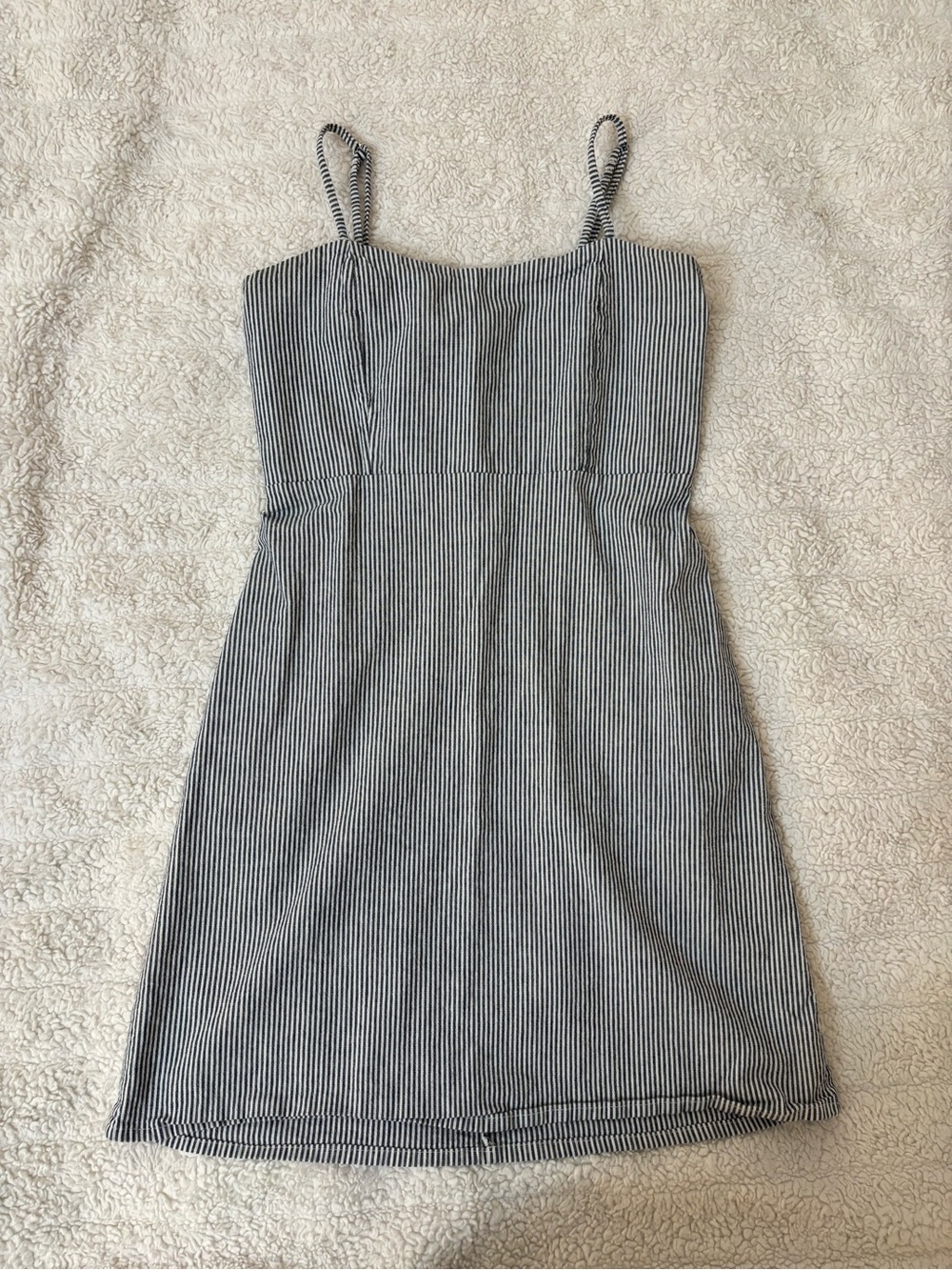 Brandy Melville Blue & White Striped Spaghetti Strap Mini Dress